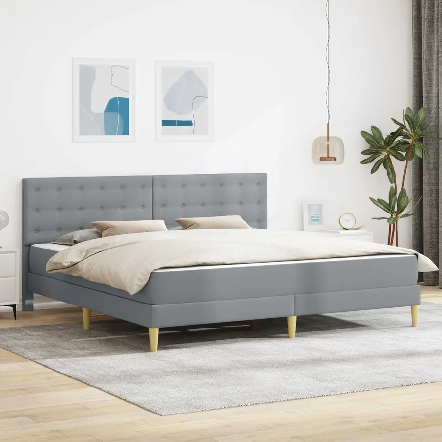 Cadre de lit avec matelas Gris clair 200 x 200 cm Tissu