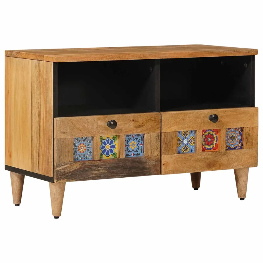 Meuble TV Naturel 70 x 33 x 46 cm Bois de mangue massif