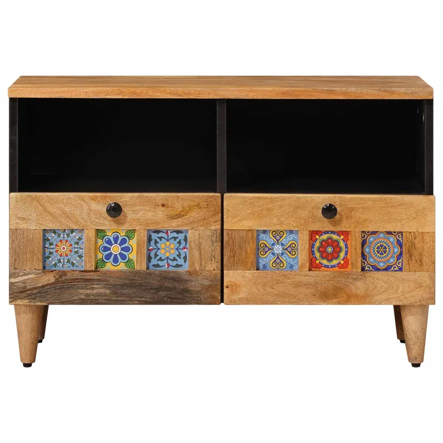 Meuble TV Naturel 70 x 33 x 46 cm Bois de mangue massif - 3