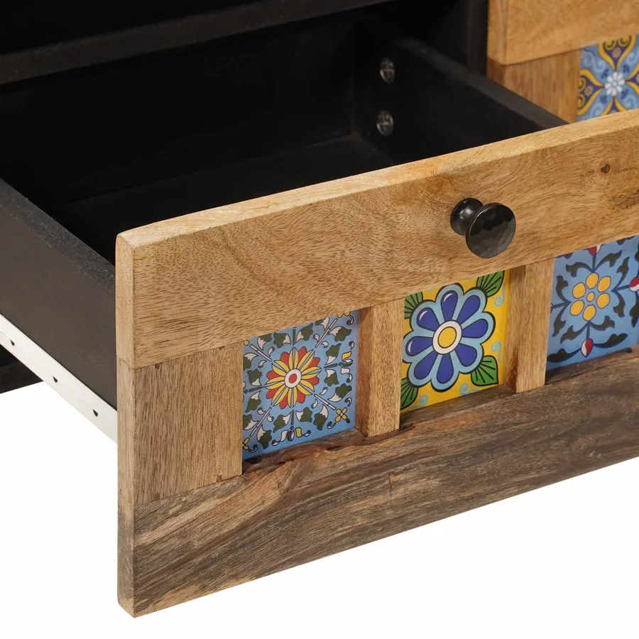 Meuble TV Naturel 70 x 33 x 46 cm Bois de mangue massif - 7
