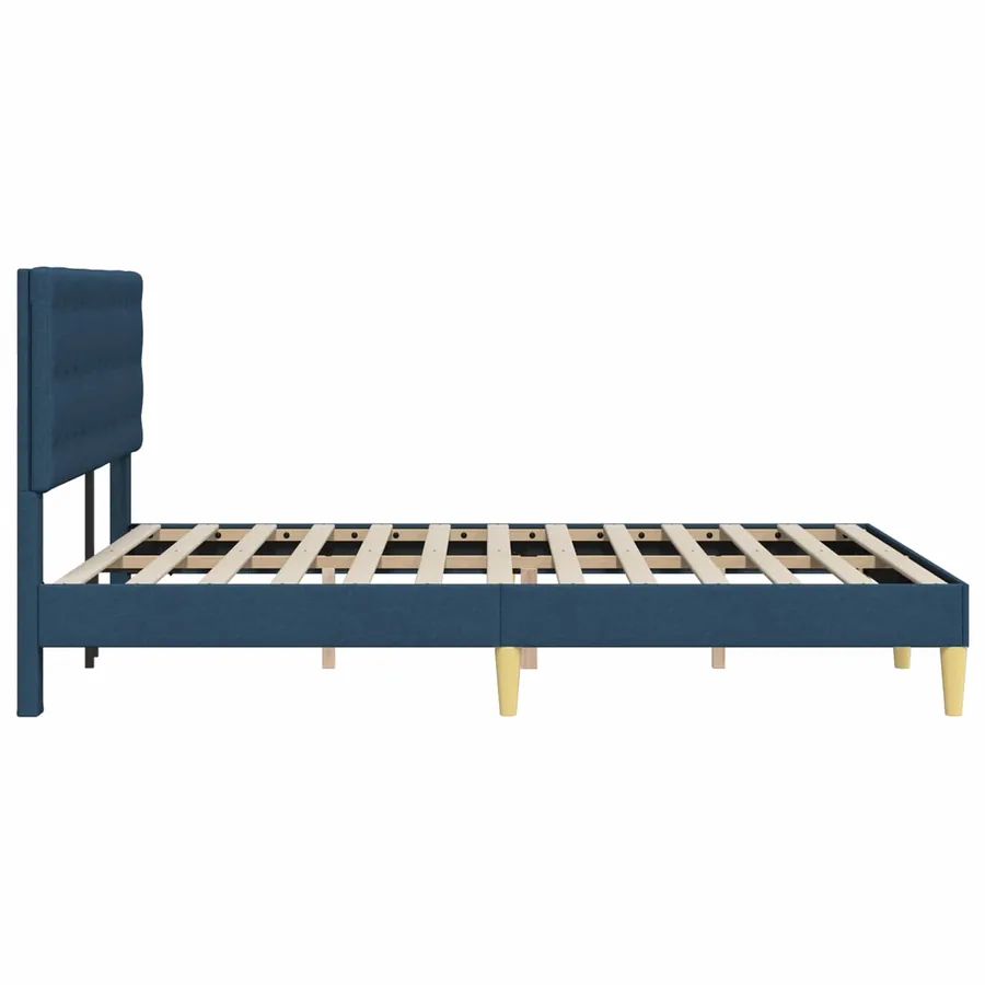 Cadre de lit avec tête de lit Bleu 160 x 200 cm Tissu - 5