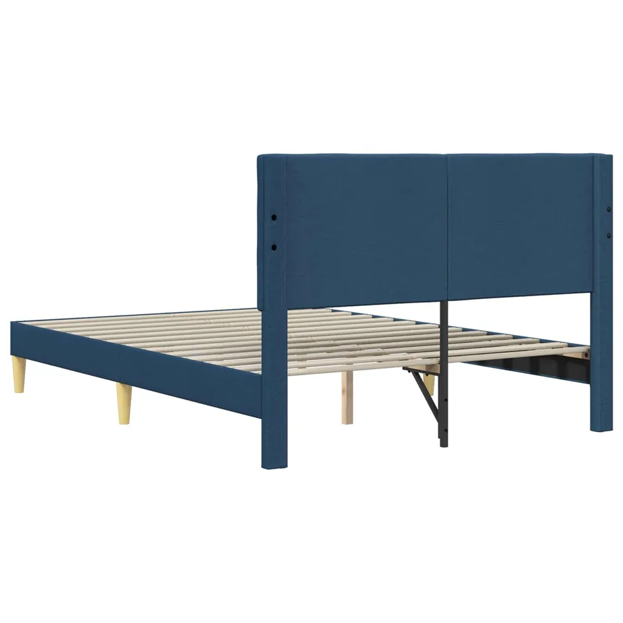 Cadre de lit avec tête de lit Bleu 160 x 200 cm Tissu - 6