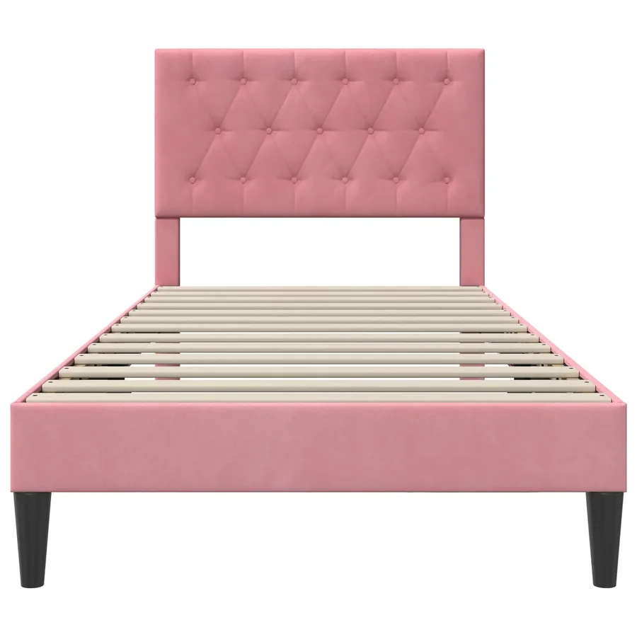 Cadre de lit avec tête de lit Rose 90 x 200 cm Velours - 4