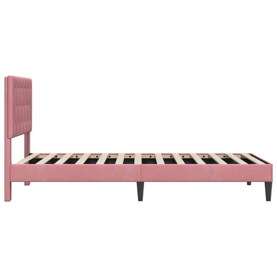Cadre de lit avec tête de lit Rose 90 x 200 cm Velours - 5