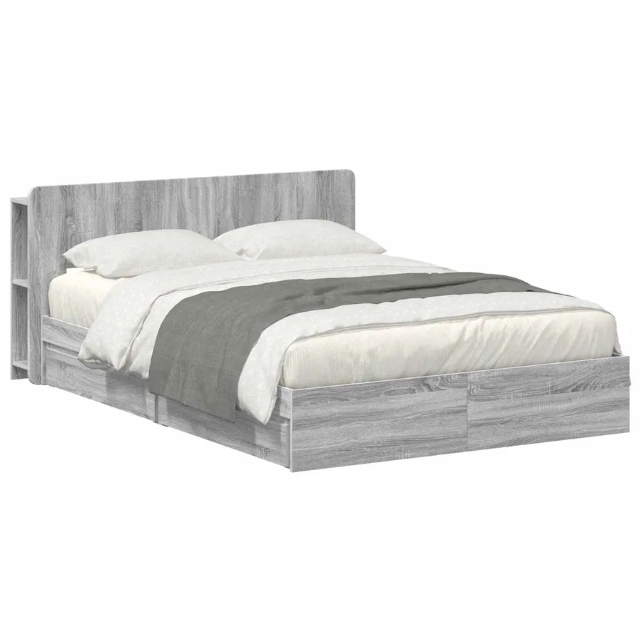 Cadre de lit avec rangement Sonoma gris 150 x 200 cm - 2