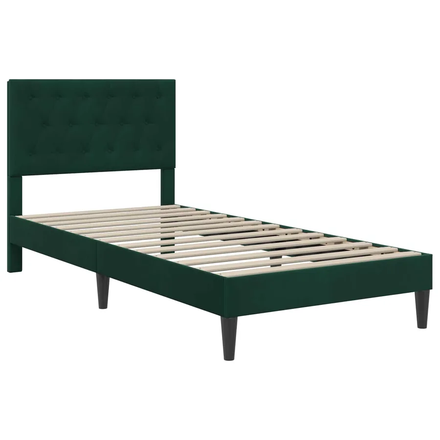 Cadre de lit avec matelas Vert foncé 100 x 200 cm Velours - 4