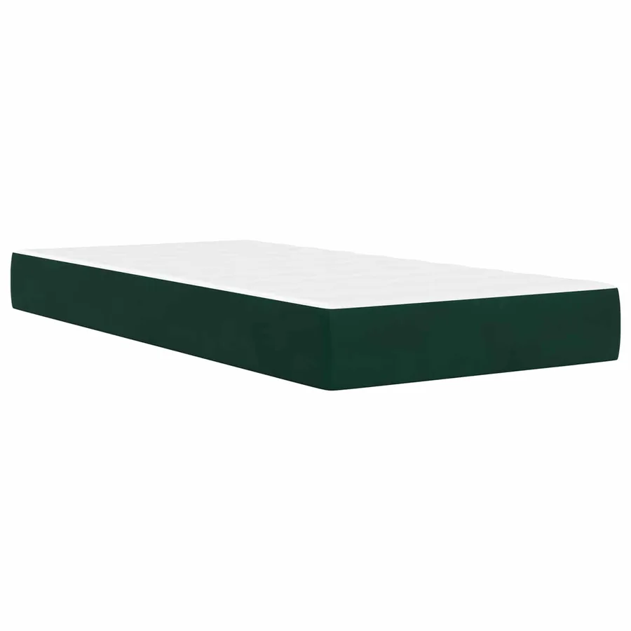 Cadre de lit avec matelas Vert foncé 100 x 200 cm Velours - 5
