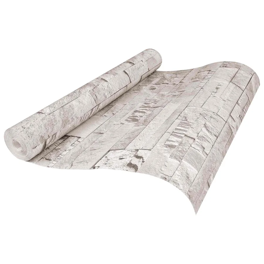 Papier peint en pierre 3D Crème 10 x 0,53 m Tissu non tissé