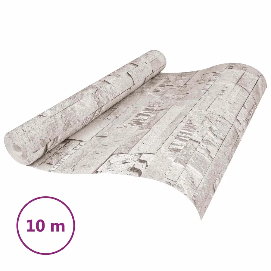 Papier peint en pierre 3D Crème 10 x 0,53 m Tissu non tissé - 2