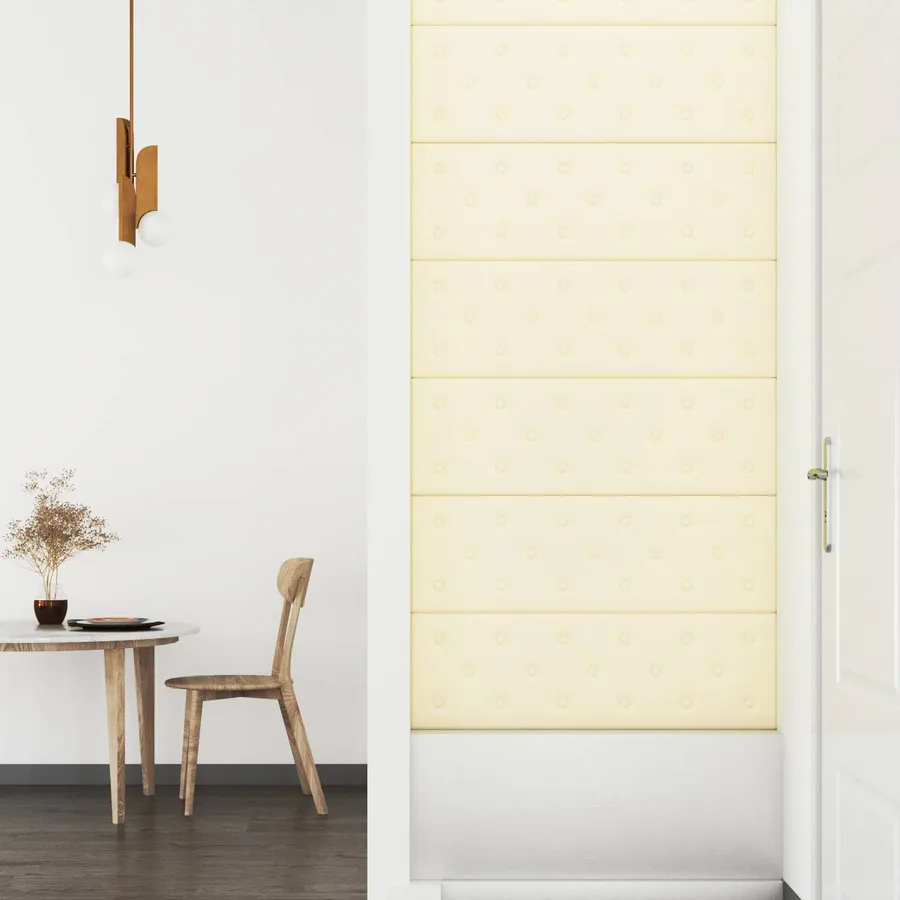 Tête de lit murale 12 pcs Crème 90 x 30 cm Simili cuir - 3