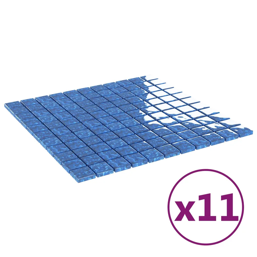 Carrelage en mosaïque 11 pcs Bleu 50 x 50 cm Verre - 2