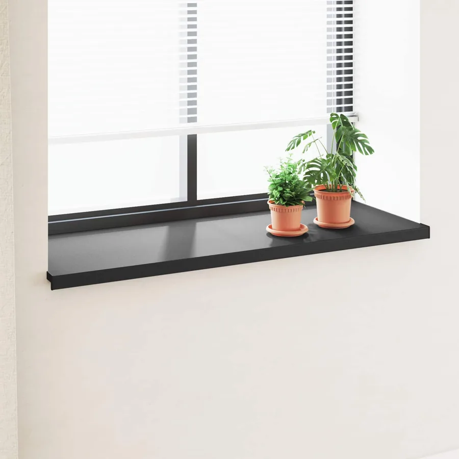Appui de fenêtre Noir avec grain de bois 160 x 50 x 4,5 cm PVC
