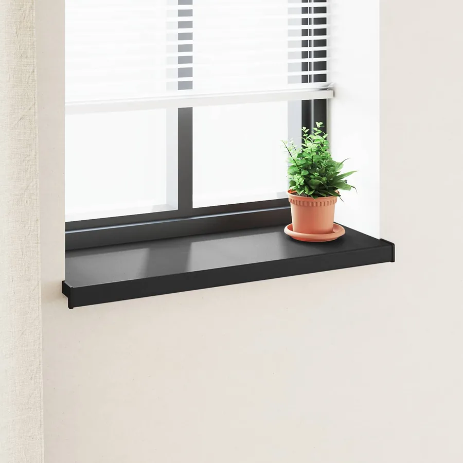 Appui de fenêtre Noir avec grain de bois 100 x 35 x 4,5 cm PVC