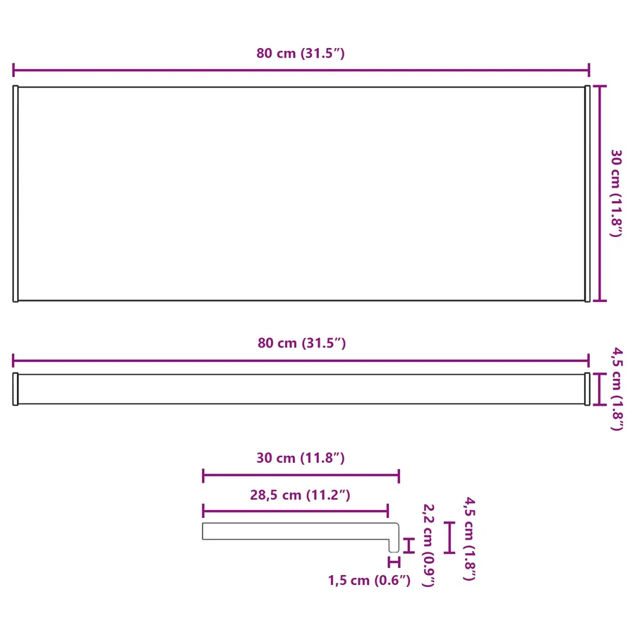 Appui de fenêtre Texture marbre 80 x 30 x 4,5 cm PVC - 13