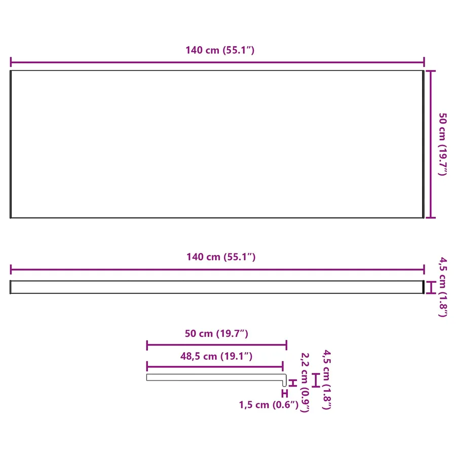 Appui de fenêtre Bois marron 140 x 50 x 4,5 cm PVC - 13