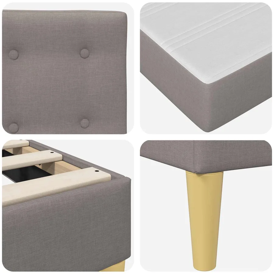 Cadre de lit avec matelas Taupe 140 x 200 cm Tissu - 9
