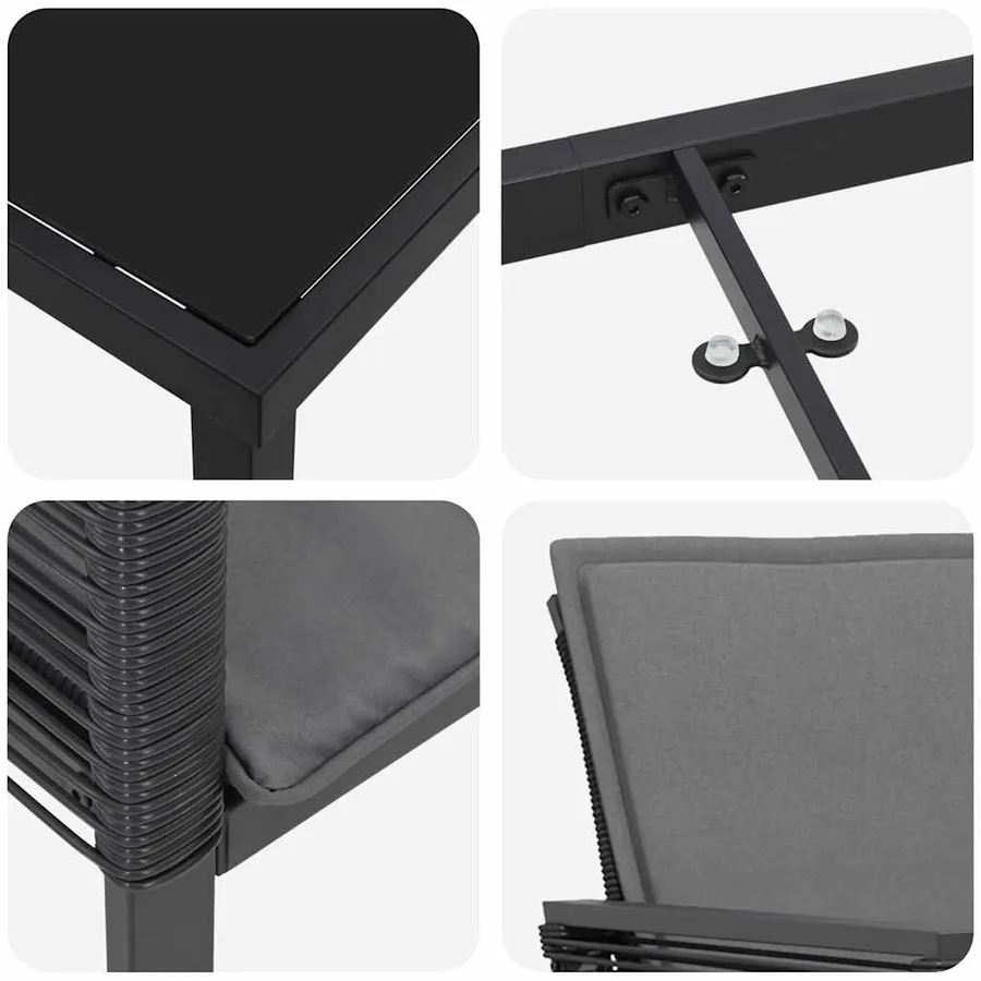 Ensemble de salle à manger pour jardin 7 pcs Noir - 9