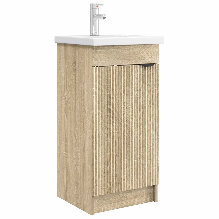 Meuble de salle de bain avec évier Chêne Sonoma - 2