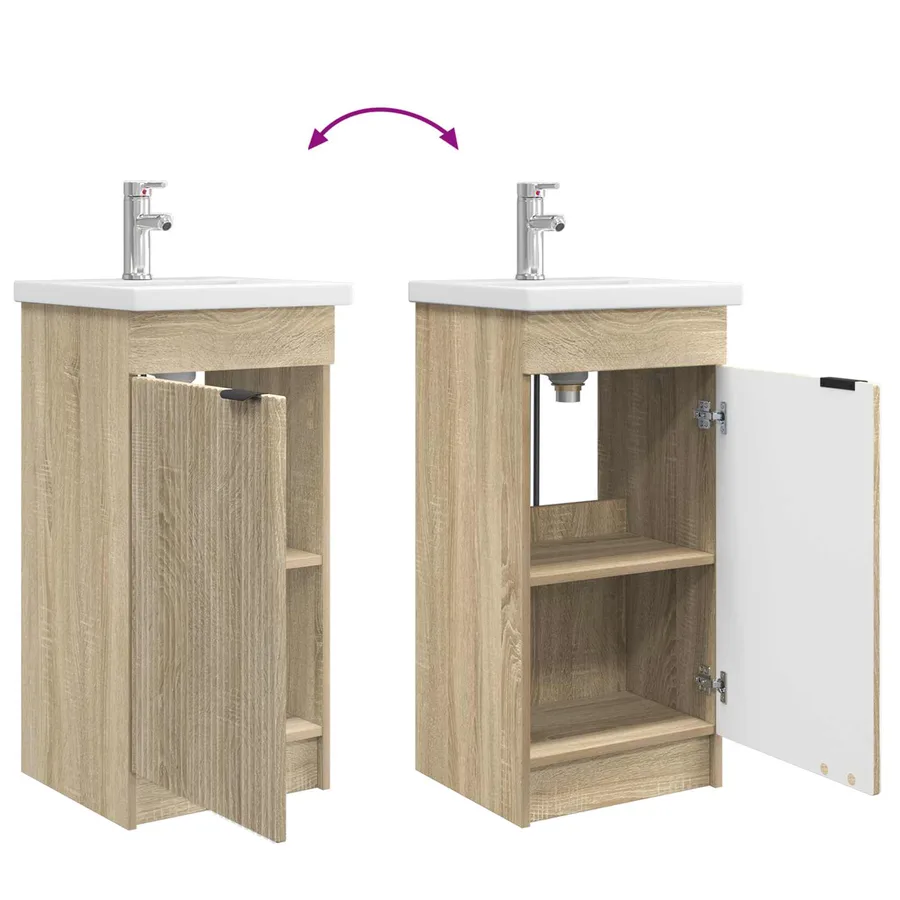 Meuble de salle de bain avec évier Chêne Sonoma - 8