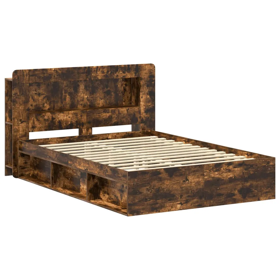 Cadre de lit avec rangement Chêne fumé 140 x 190 cm - 3