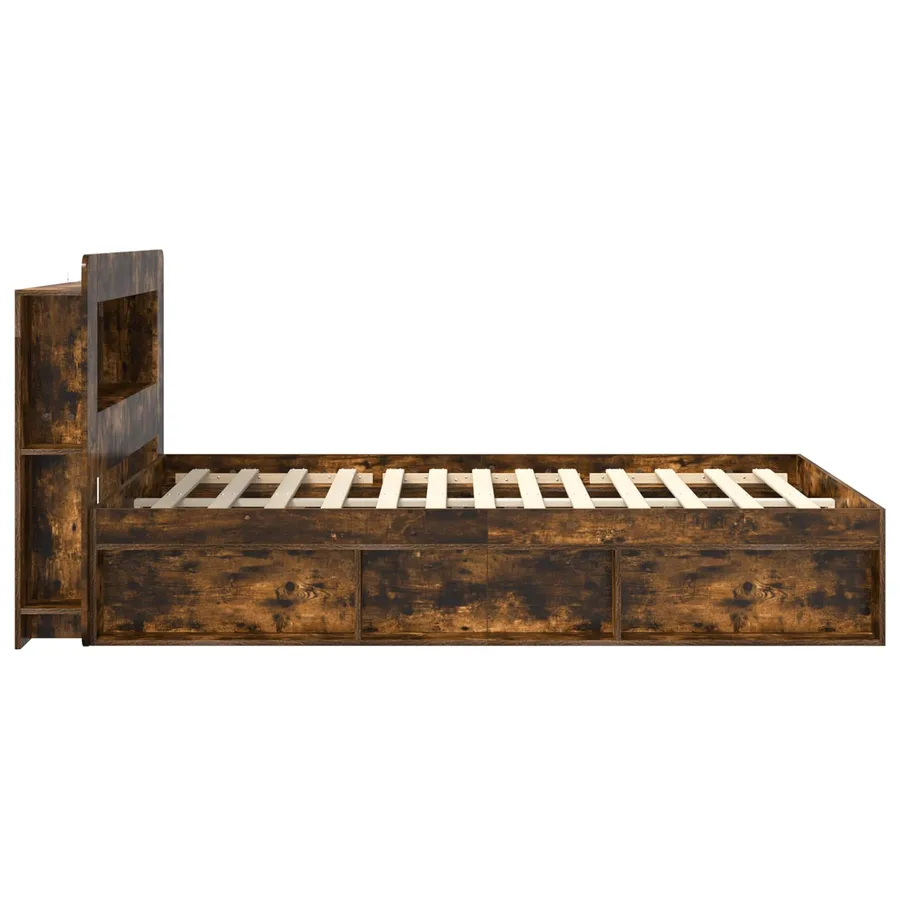 Cadre de lit avec rangement Chêne fumé 140 x 190 cm - 4