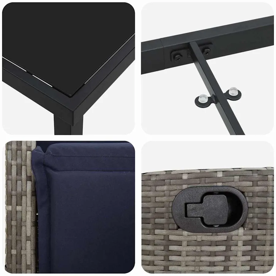 Ensemble de salle à manger pour jardin 7 pcs Gris polyrotin - 9