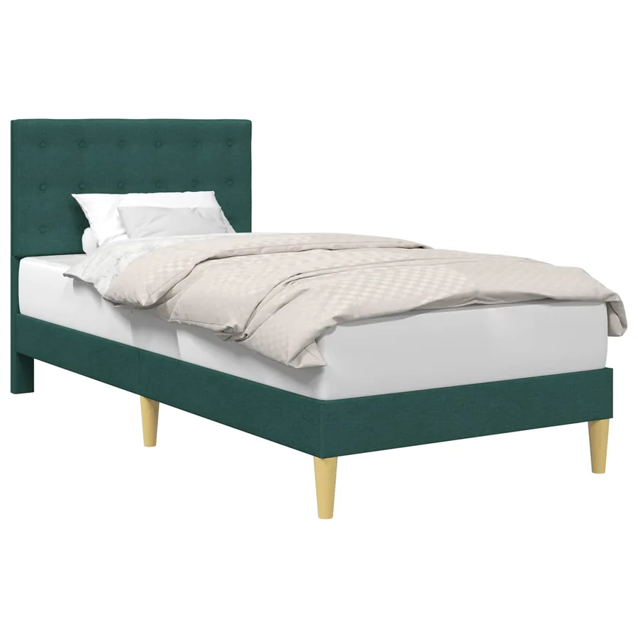 Cadre de lit avec tête de lit Vert foncé 90 x 190 cm Tissu - 2