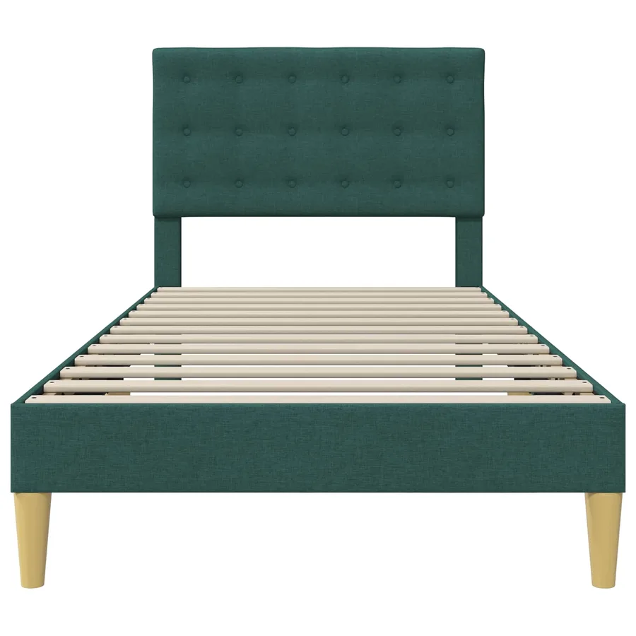 Cadre de lit avec tête de lit Vert foncé 90 x 190 cm Tissu - 4