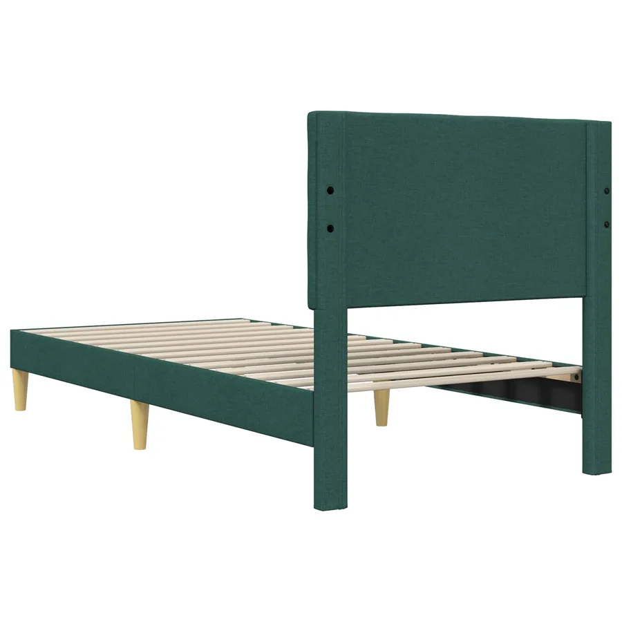 Cadre de lit avec tête de lit Vert foncé 90 x 190 cm Tissu - 6