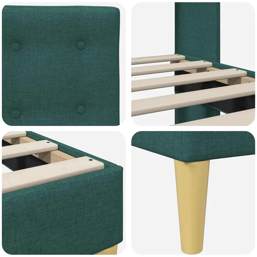 Cadre de lit avec tête de lit Vert foncé 90 x 190 cm Tissu - 7