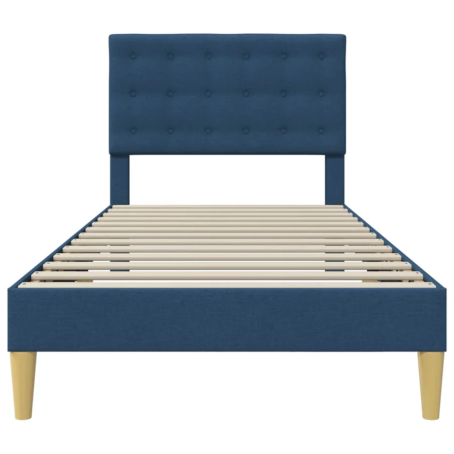 Cadre de lit avec tête de lit Bleu 90 x 200 cm Tissu - 4