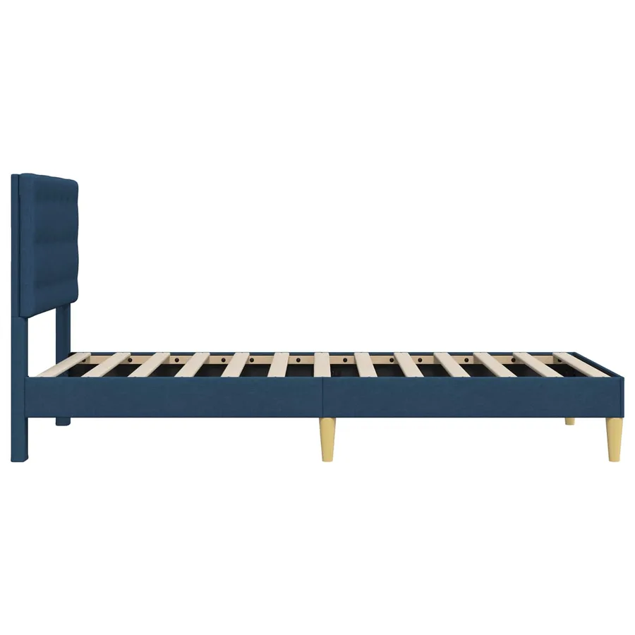 Cadre de lit avec tête de lit Bleu 90 x 200 cm Tissu - 5