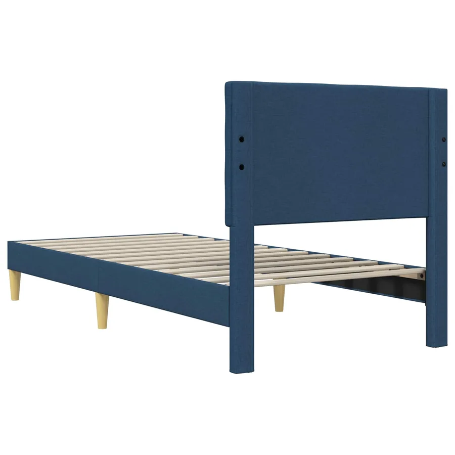 Cadre de lit avec tête de lit Bleu 90 x 200 cm Tissu - 6