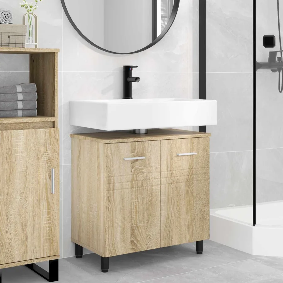 Unité de vanité de salle de bain Chêne Sonoma 60 x 35 x 60 cm