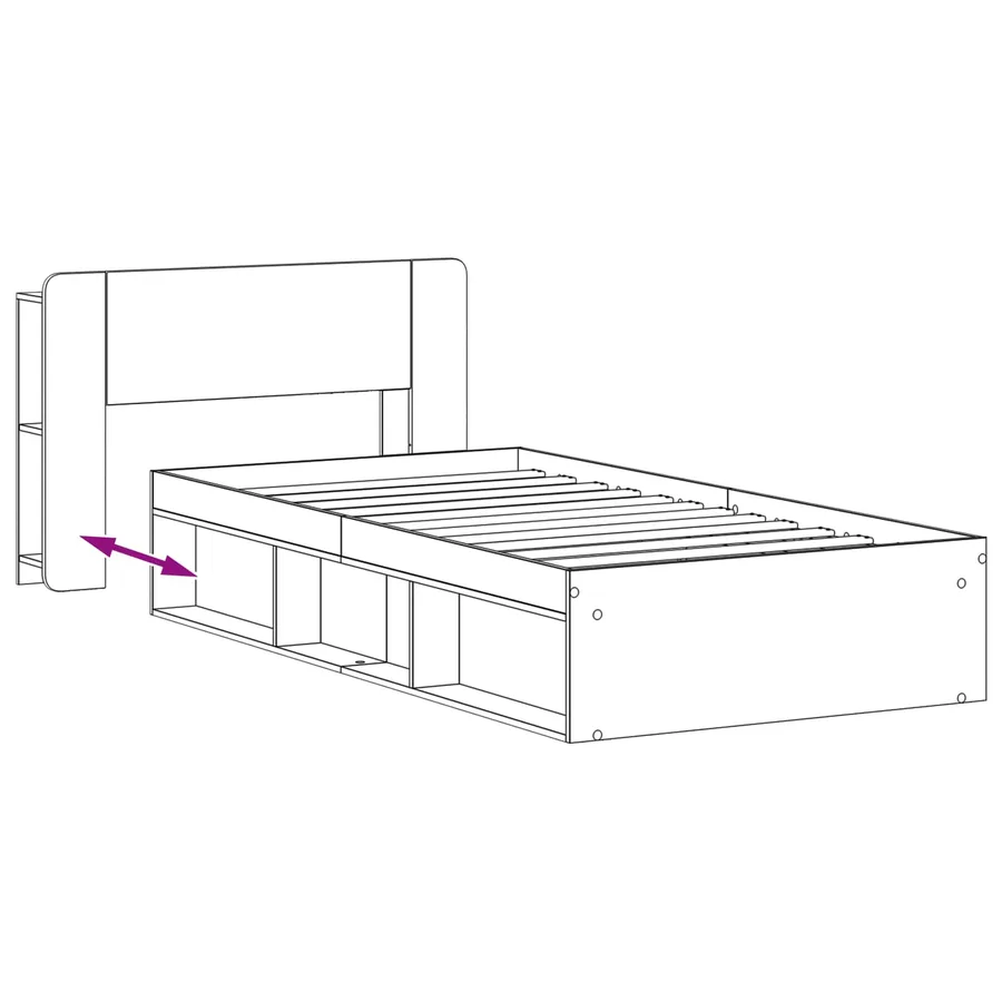 Cadre de lit avec rangement Sonoma gris 75 x 190 cm - 8