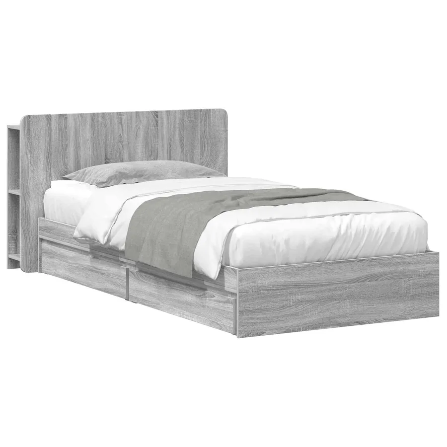 Cadre de lit avec rangement avec tiroir Sonoma gris 75 x 190 cm - 2