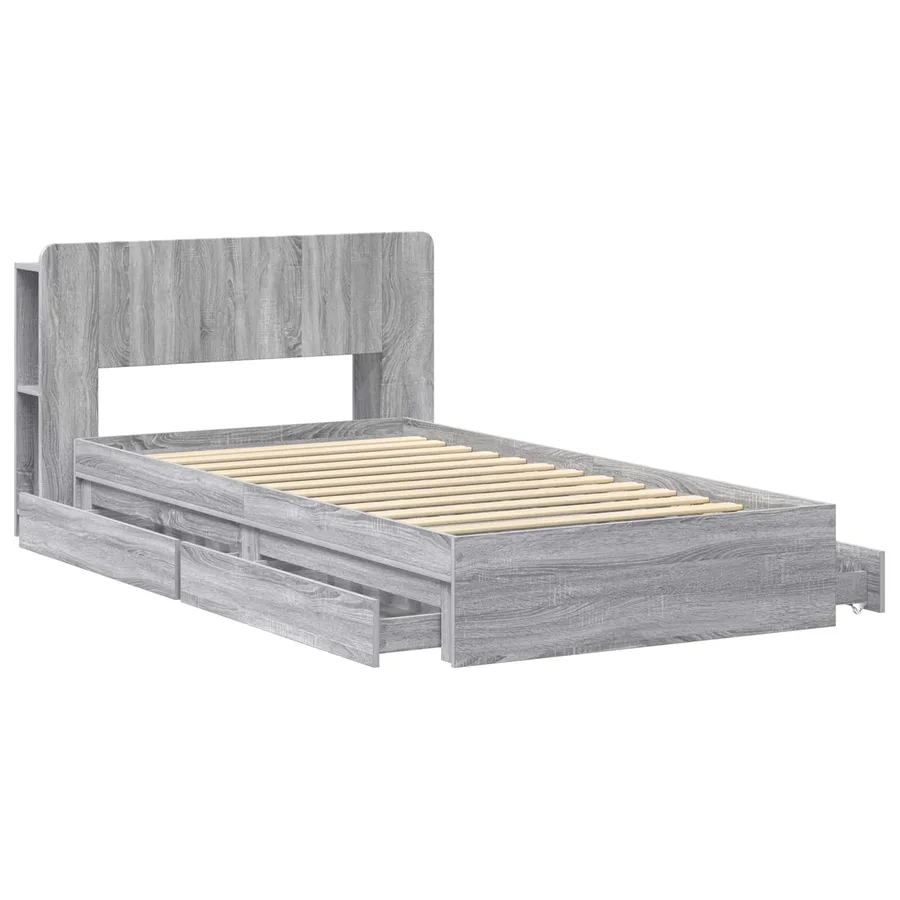 Cadre de lit avec rangement avec tiroir Sonoma gris 75 x 190 cm - 4