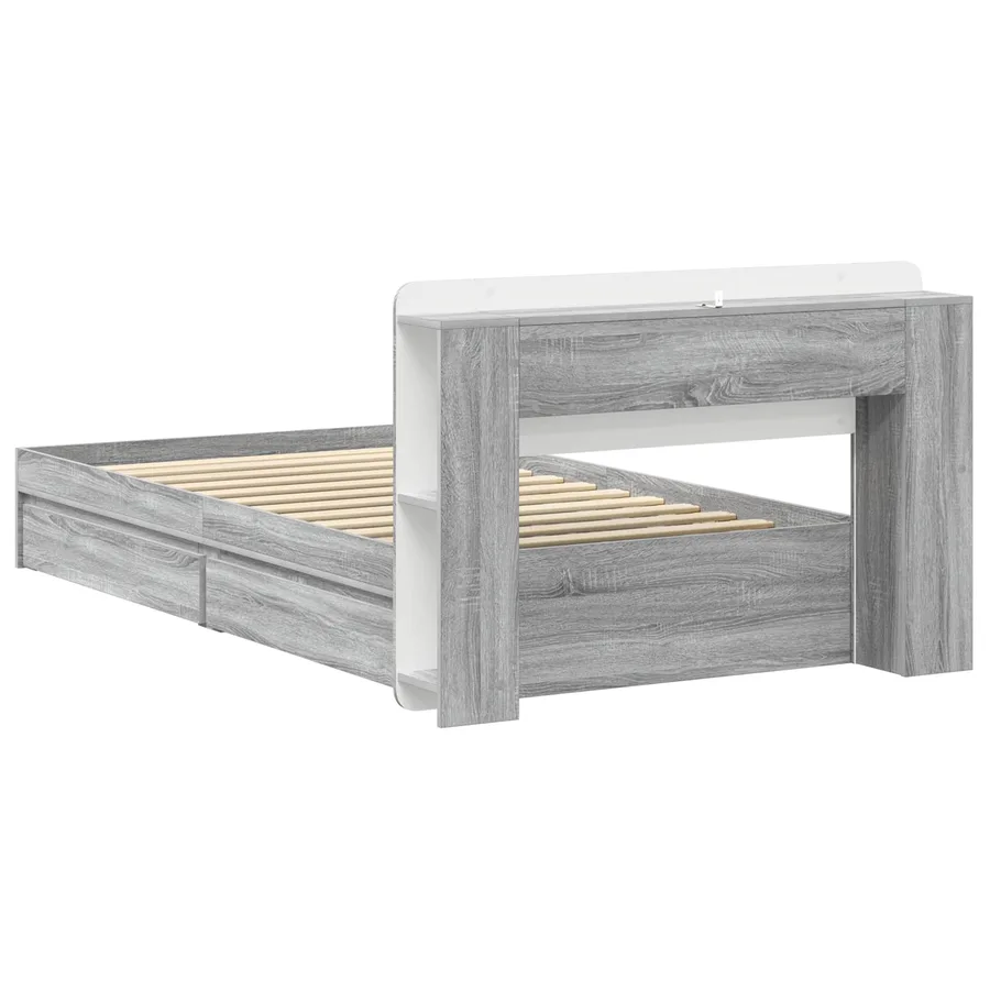 Cadre de lit avec rangement avec tiroir Sonoma gris 75 x 190 cm - 6