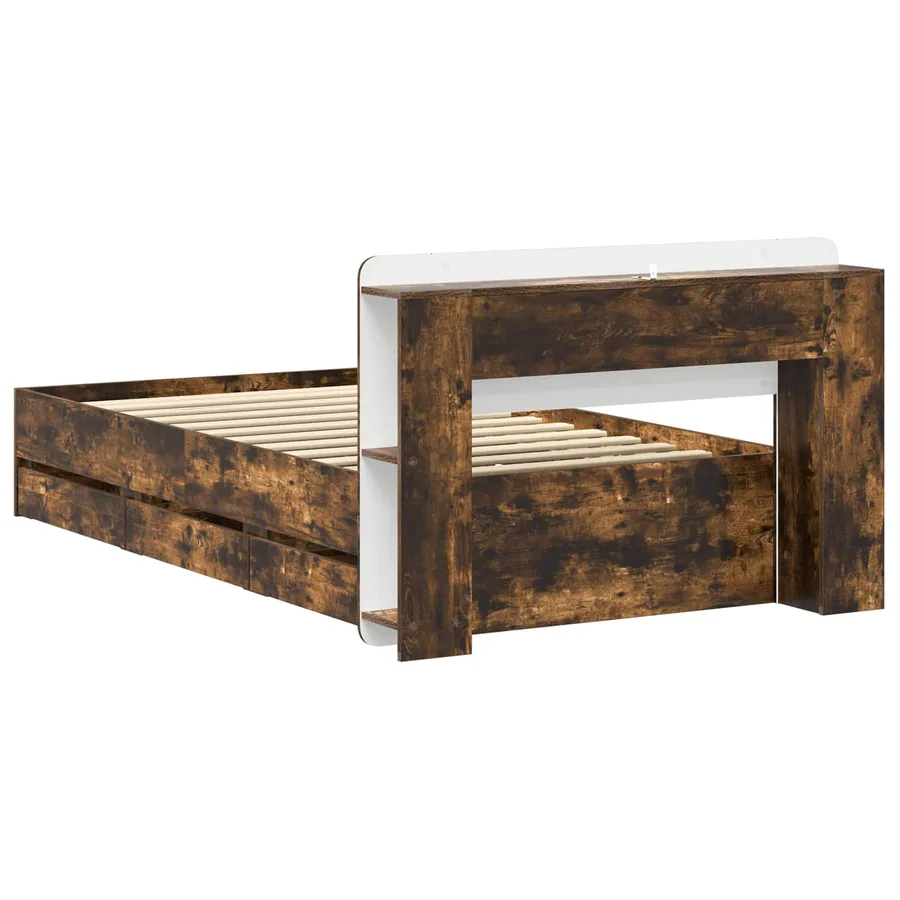 Cadre de lit avec rangement Chêne fumé 75 x 190 cm - 6
