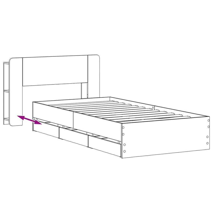 Cadre de lit avec rangement Chêne fumé 75 x 190 cm - 9