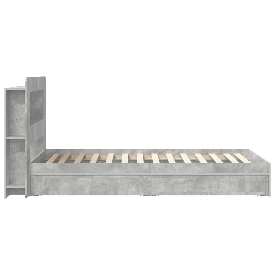 Cadre de lit avec rangement avec tiroir Gris béton 75 x 190 cm - 5
