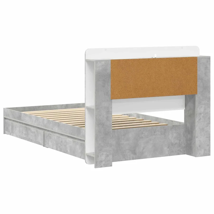 Cadre de lit avec rangement avec tiroir Gris béton 75 x 190 cm - 6