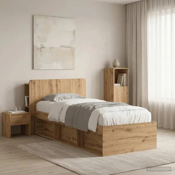Cabinet de Tête de Lit Chêne artisanal 80 cm Bois d'ingénierie