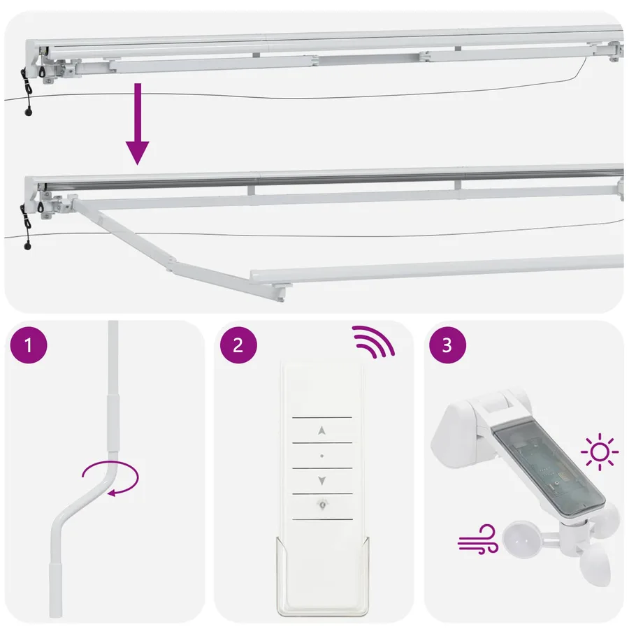 Auvent rétractable électrique Bleu, Orange, Blanc 5 x 3 m - 12