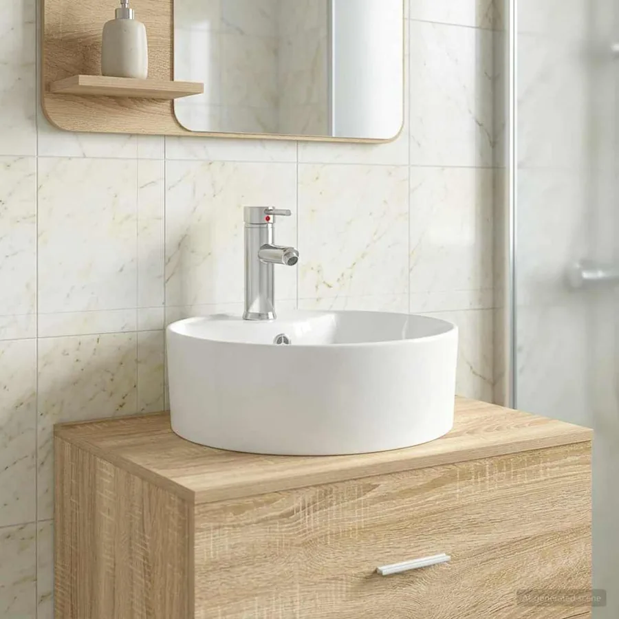 Lavabo de salle de bains Chrome 40,5 x 40,5 x 15 cm métal