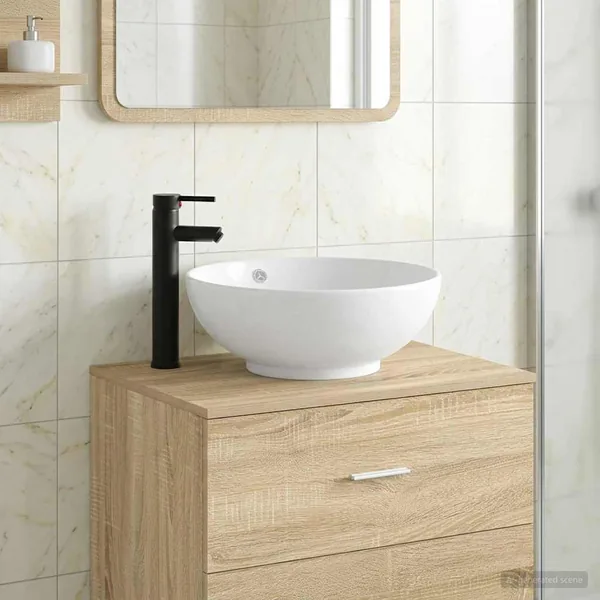 Lavabo de salle de bains Noir Mat 44 x 44 x 16 cm métal