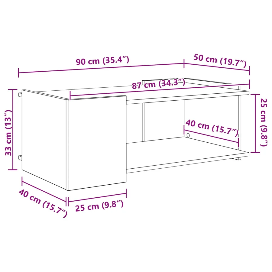 Table basse Chêne noir 90 x 50 x 33 cm Bois d'ingénierie - 9