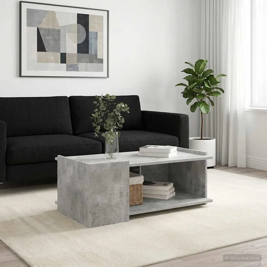 Table basse Gris béton 90 x 50 x 33 cm Bois d'ingénierie - 4