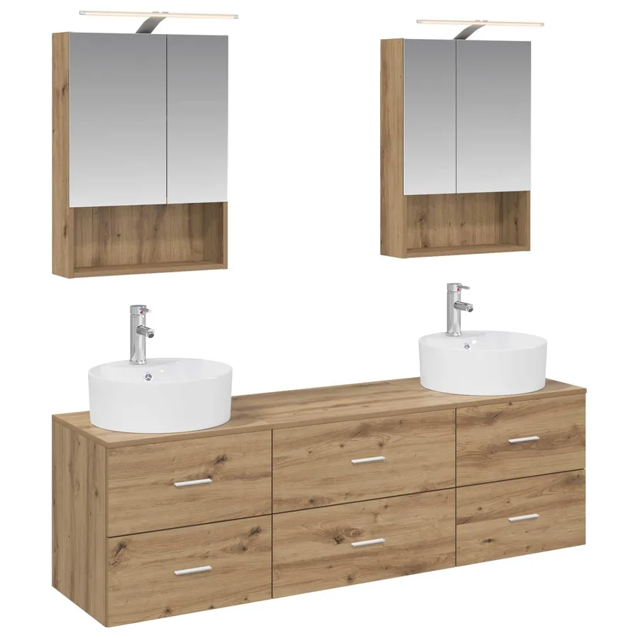 Ensemble de mobilier de salle de bain 5 pc Chêne artisanal - 2