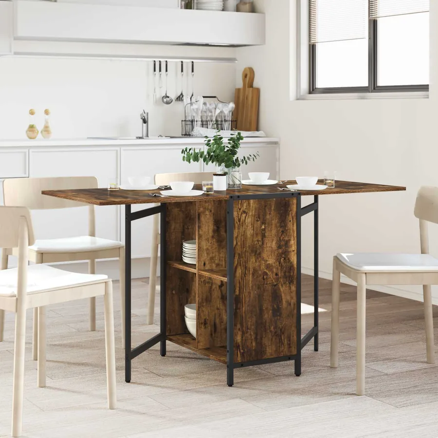 Table à dîner 144 x 60 x 75 cm Bois d'ingénierie Chêne fumé